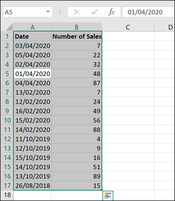 excel for mac organizing by column